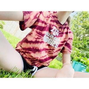 UPCYCLED Texas A&M Striped Bleach Tie-Dye Tee❤️